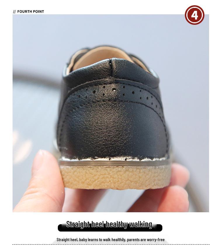 Boys' Soft Sole Leather Retro Brogue Shoes with Laces – Spring/Autumn Style