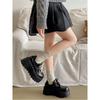 Lace-up big head muffin heightening small leather shoes 2025 autumn and winter new British retro black platform jk loafers women
