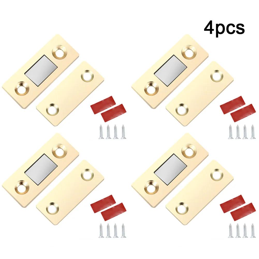 4 Sets Strong Magnetic Cabinet Catches Magnet Door Stops Hiddens Door Closer With Screw For Closet Cupboard Furniture Hardware