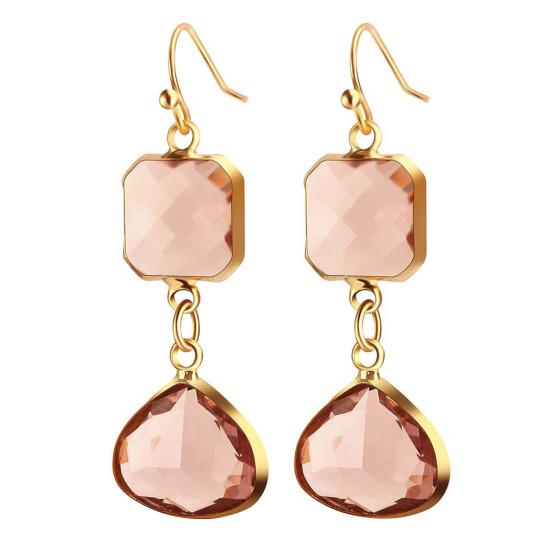 1 Paar Damenohrringe Leichte Handgefertigte Wassertropfenohrringe mit Blau-Rosa Kunstkristallen Schmuckgeschenk