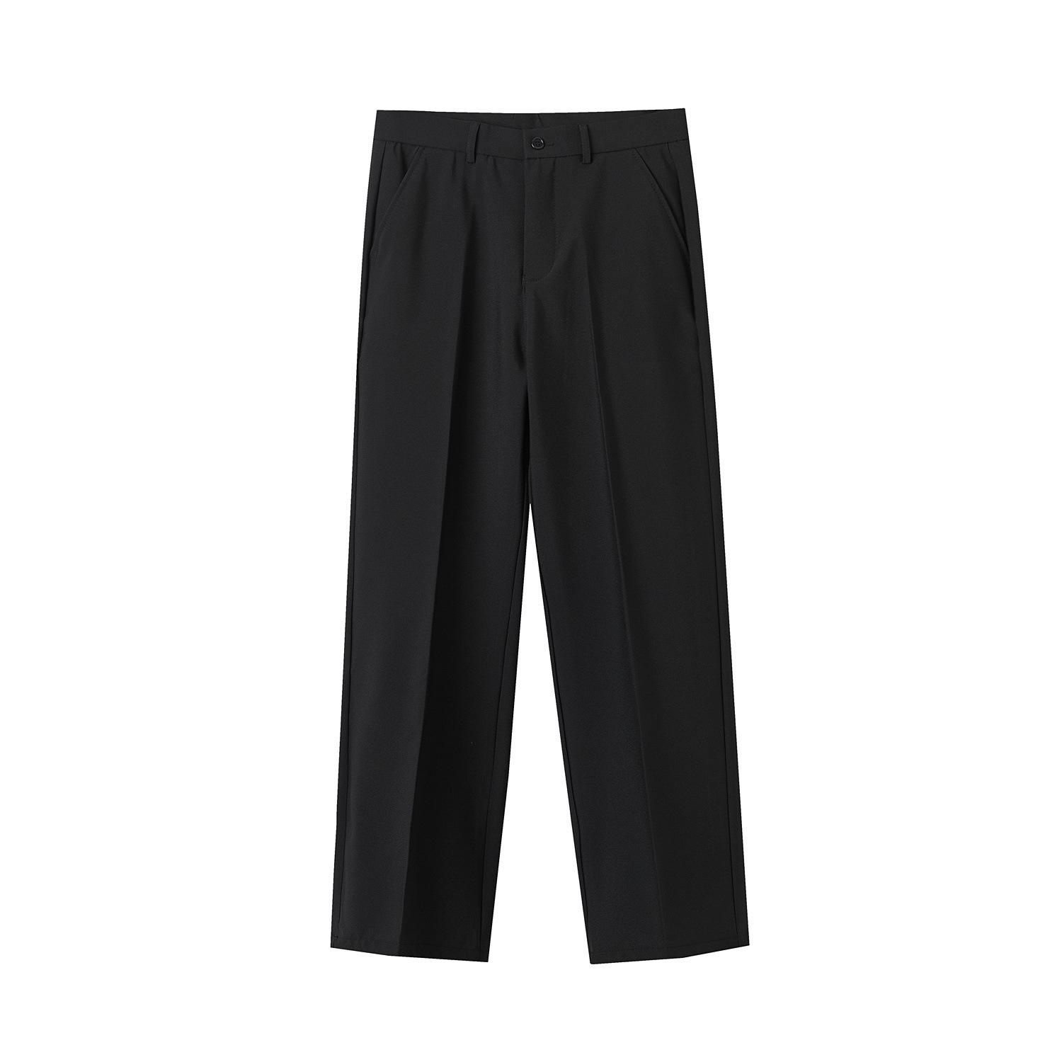 Men s Trendy Spring Casual Trousers - Half Elastic Waist, Versatile Loose Fit, Straight Leg Design XL чёрный