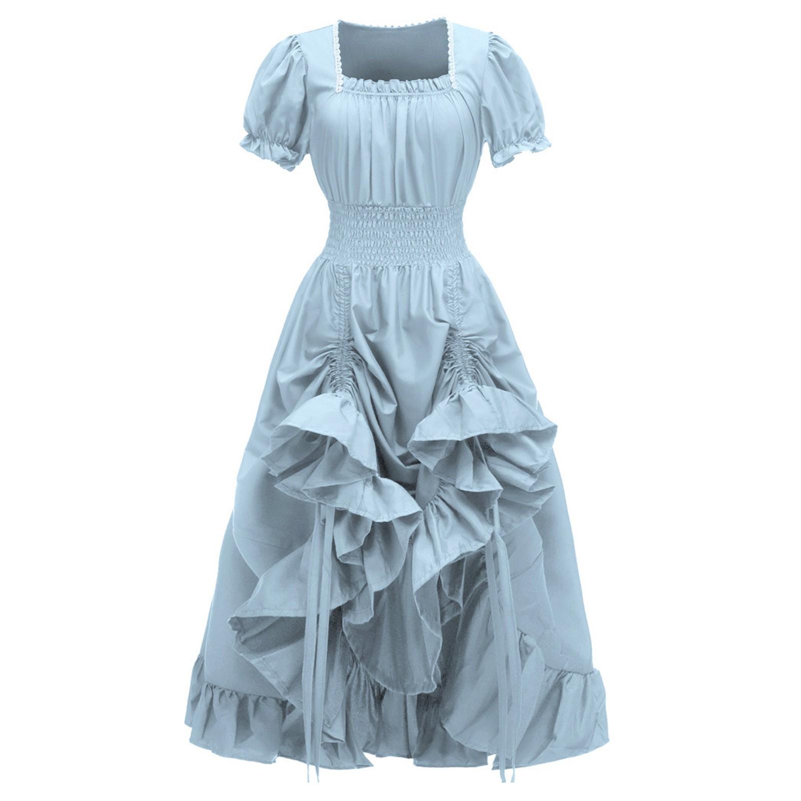 

Платье для женщин, сценический костюм на Хэллоуин, COS, ретро, ​​однотонное платье с поясом, вечернее, вечернее, длинное платье M