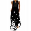 Women Summer Sleeveless V Neck Printed Maxi Dress