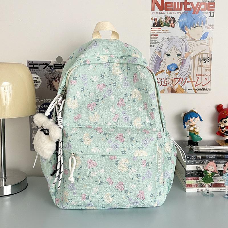 Korean ins cute little floral high-value schoolbag junior high school girls large-capacity backpack high school students casual shoulders