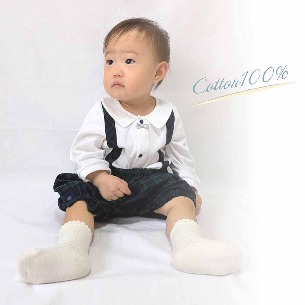 de Traditional Style Romper Baby Suit Formal Pants for Boys and Girls Babies Tartan Check Pattern Long Sleeve Shirt Toddler Party 13603 13605 [Cream