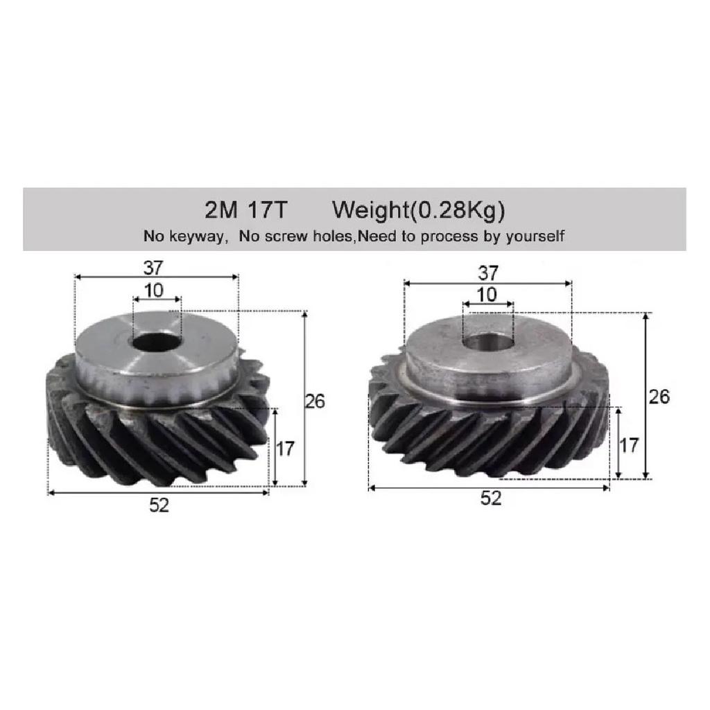 2M 3M 10T-30T High Torque 45° L/R Rotation Helical Gears Interlocking Machined Bore 180° Drive for Industrial Machinery