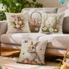 Easter Bunny And Eggs Pillowcase Printed Polyester 40/45/50cm Throw Pillowcover Decorative Sofa Cushion Pillowslip Home Decor