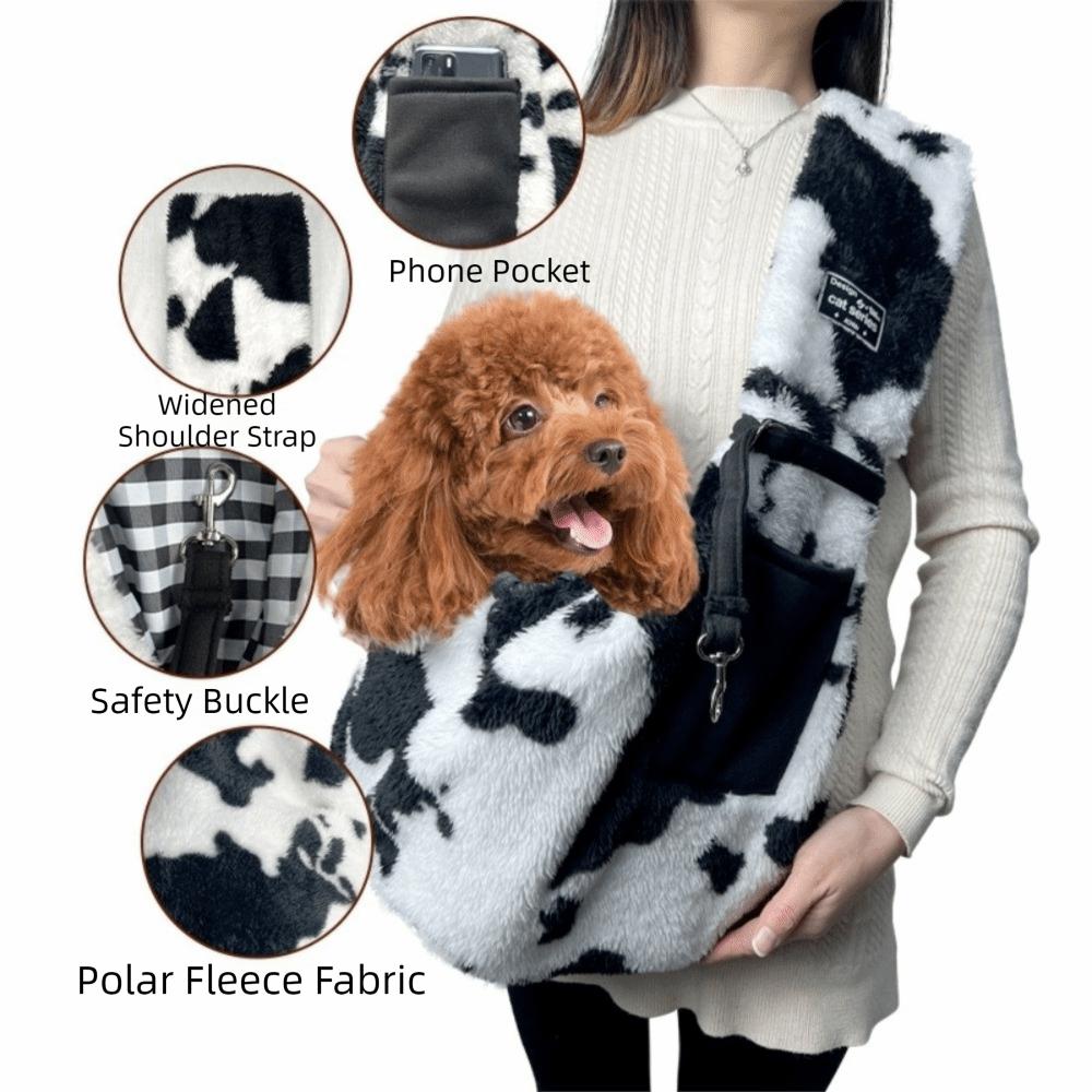 Portable Pet Carrier Bag Warm Cow Pattern Pet Outdoor Bag Comfort Cat Shoulder Bag Camping