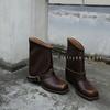 Cowhide Version~ Punk Street Retro Polished Martin Boots Women's Square Head Old Metal Warehouse Tube Western Boots