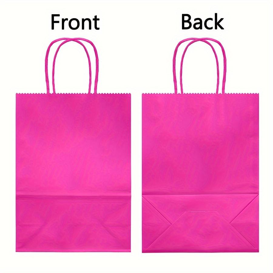 12pcs Kraft Paper Bags with Handles 6.3×8.7Inces Gift Bags Pink&Rose Red Handbag for Valentine's Day Wedding Party Decor ZSY