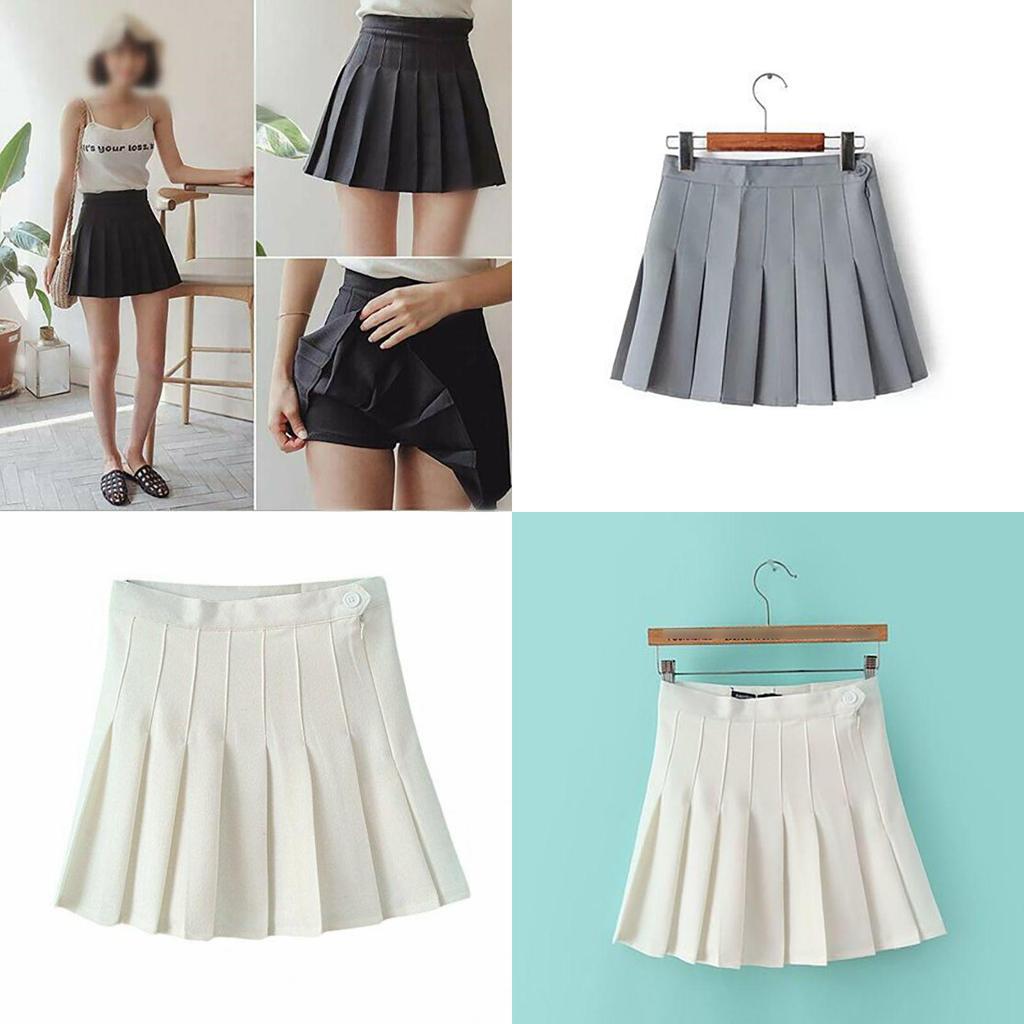 Elegant Women's Slim Thin High Waist Pleated Mini Skirt With Comfortable Safety Pants
