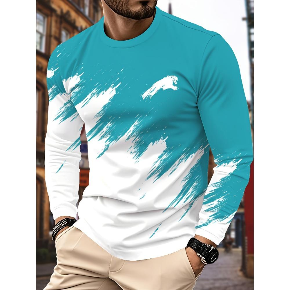 Men s fashion casual round neck long sleeves XS