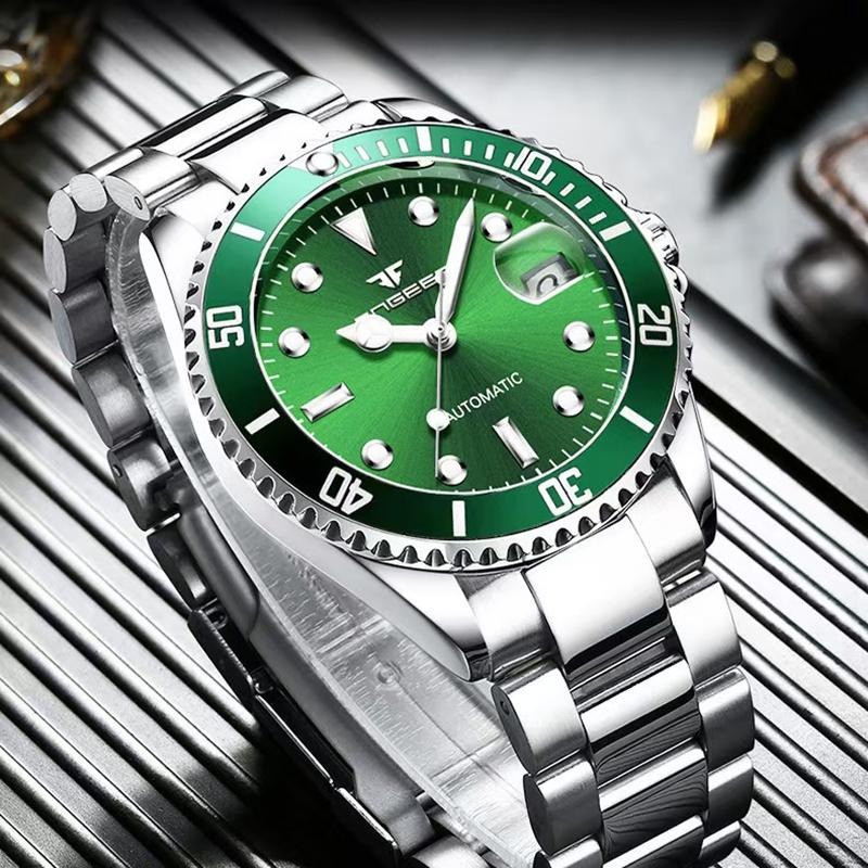 Luxusní značka Pánské hodinky Ocelový Tourbillon Skeleton Mechanické hodinky Luminiscenční Automatické Datum Diamantové náramkové hodinky