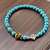 Naturstein Armband 6mm Perlen Natur 7A Tigerauge Lavastein Glücksarmbänder Für Frauen Männer Schmuck Pulseras Homme