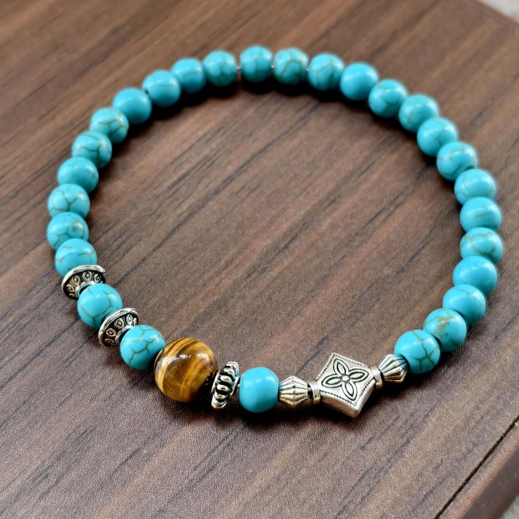 Naturstein Armband 6mm Perlen Natur 7A Tigerauge Lavastein Glücksarmbänder Für Frauen Männer Schmuck Pulseras Homme