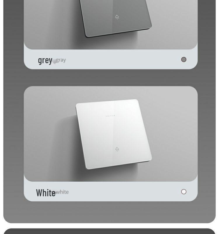 Bardzo cienki panel przełącznika i gniazdka z szarego szkła kryształowego - Typ 86, montaż podtynkowy, zestaw pięciootworowy do użytku domowego.