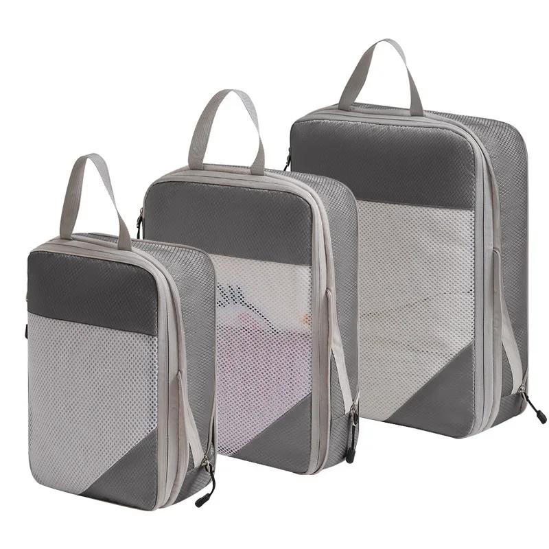 Lightweight Clothing Compression Cubes 3pcs Portable Storage Bags Luggage Organizer Household Outdoor Travel Daily Sorting Tools