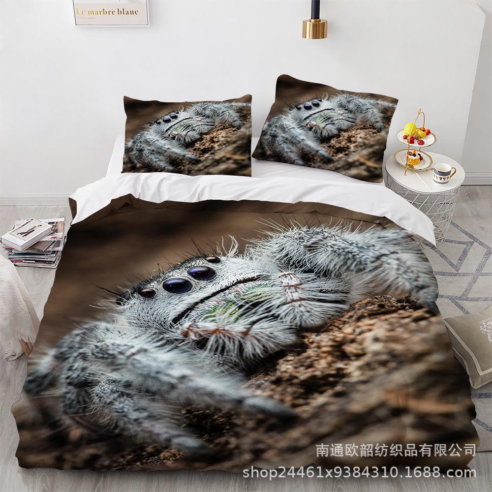 Spider Quilt Set Three-Piece Polyester 90G Abraded 3D Digital Four-Piece Bedding Set