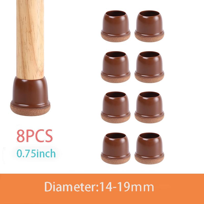 8PCS Thick Rubber Chair Leg Protector Covers Felt Bottom Furniture Pads Floor Protectors Caps To Redu Noise And Prevent Scratc