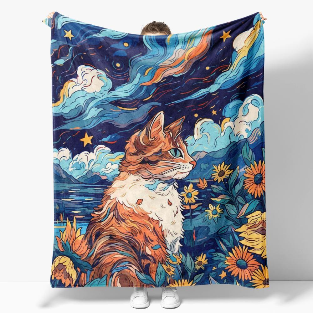 Плед Звездная ночь Искусство Стиль масляной живописи Мягкие Уютные Одеяла Мягкий Теплый Фланелевый Плед для Спальни Дома Дивана 30x40in