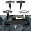 3D ABS Carbon Chrom Schwarz Auto Lenkradabdeckung Aufkleber Abzeichen Emblem Logo Für Model 3 Y X S Aufkleber Zubehör