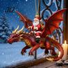 Novelty Festive Wall Decorations 2Pcs Santa Dragon Rider Christmas Ornament, 2D Acrylic Flying Handcrafted Hanging Ornaments Claus Decor, Tree