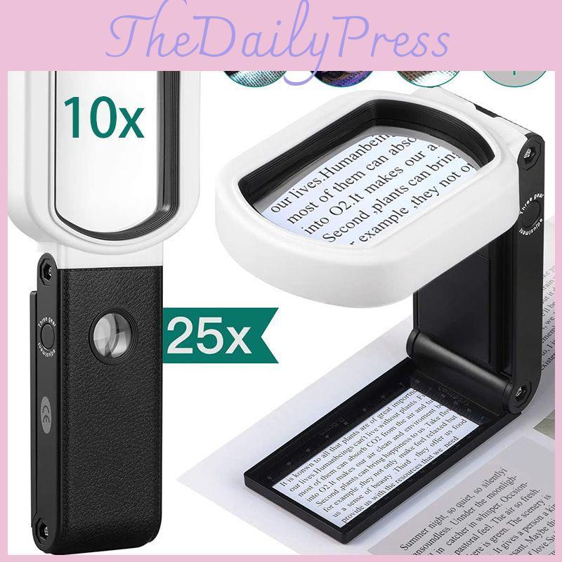 25x 10x Led Rectangular Magnifying Glass Powerful Magnification For Clear And Distortion-free Images