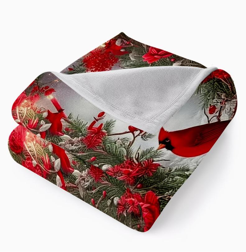 Cute Red Bird Flannel Blanket Perfect for The Office Napping or Keeping Warm in The Dormitory Suitable for And Air Conditioning