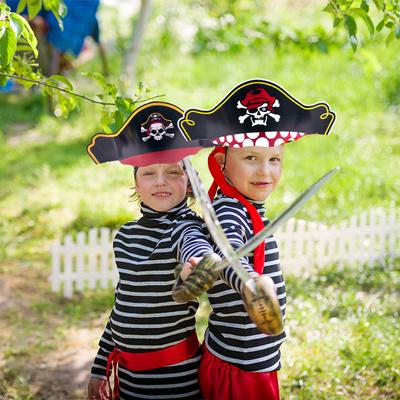 10pcs Pirate Captain Hat Classic Costume Cap Pirate Eye Patches Set for Pirate Party Favors Kids Halloween Party Masquerade