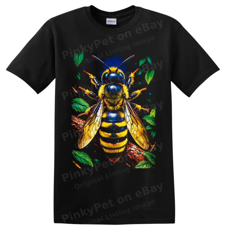 Bumblebee T Shirt Realistic Yellow Black Pollinator Nature Art Graphic Bug Tee