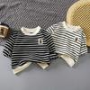 Kids Cartoon Striped Sweatshirt With Polyester Fabric For Toddler Boys And Girls