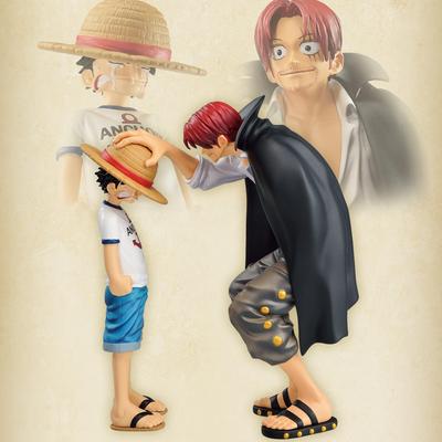 New One Piece Anime Figure Four Emperors Shanks Straw Hat Luffy Action Figure One Piece Revible Moment Figurine