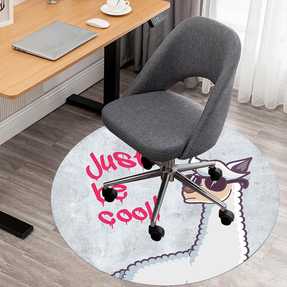 1pc llama cool Round Chair mat Area Rug - Non-Slip, Floor Mat for Office, Bedroom, and Indoor Decor c1118064