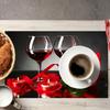1pc Geometric Red Wine Glass Print, Heat-Resistant Placemats