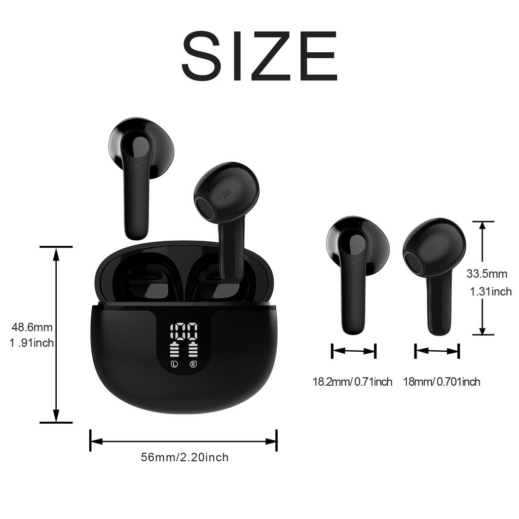 Wireless earphones with microphone, long-lasting battery and charging case design, suitable for in-ear use of gaming music