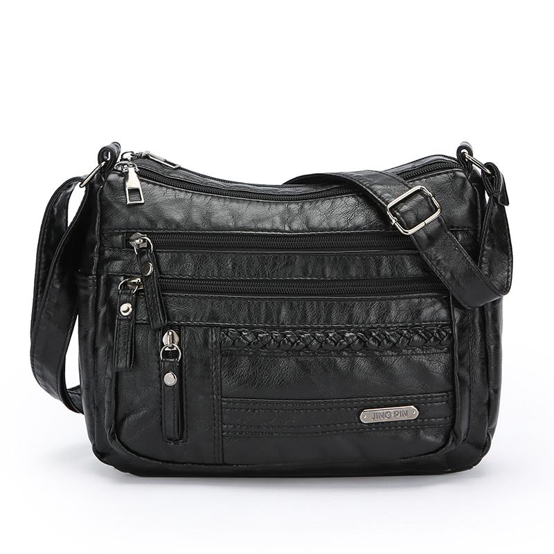 

Сумка через плечо для женщин среднего возраста, мягкая кожаная многослойная сумка через плечо, сумка для матери чёрный