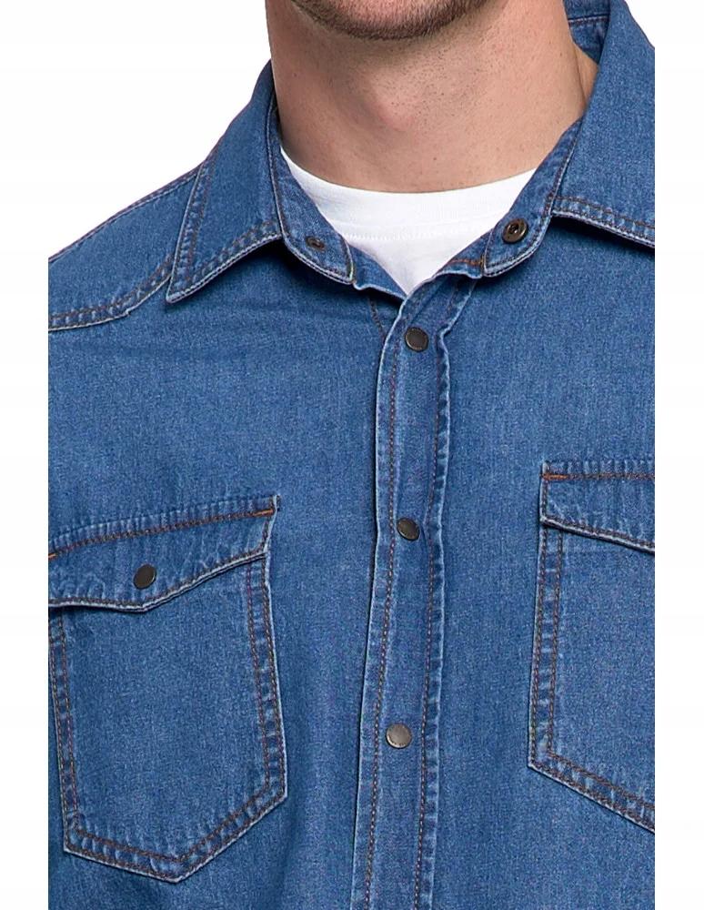 Men's Cotton Denim Shirt Elegant Modern Classic MORAJ XL BLUE