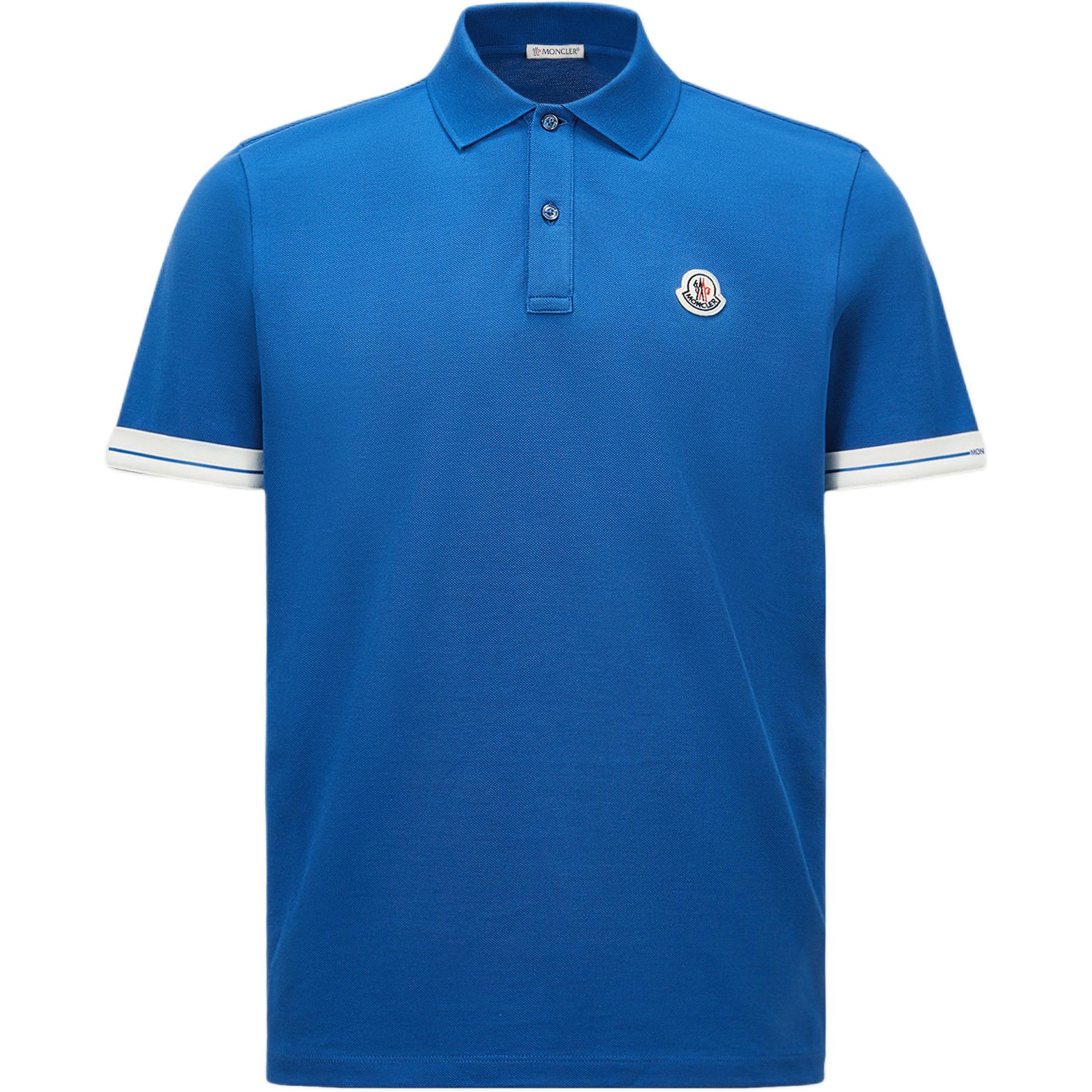 Moncler SS25 Logo Comfortabel Eenvoudig Casual Korte Mouw Poloshirt Heren Poloshirts Blauw K1-091-8A00027-89ALK-793 M