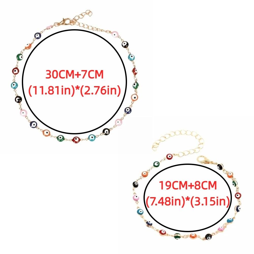 Stainless Steel Blue Eye Necklace Minimalist Clavicle Chain Fashion Colorful Anklet  Daily Wear