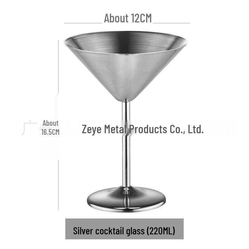 Creative High-Stemmed Stainless Steel Cocktail and Ice Cream Glass