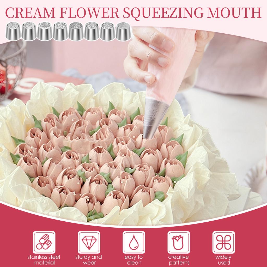 6/8 Pcs Russian Piping Tips Stainless Steel Cake Nozzles Set Layered Rose Icing Tip Flower Piping Tips Kit for Cake Decoration