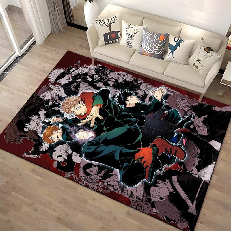 Anime-Teppich mit lebendiger Charakter-Collage für Wohnzimmer-Dekoration Geeignet für die Verwendung als Anti-Rutsch-Matte für Wohnzimmer, Schlafzimmer, Sofas