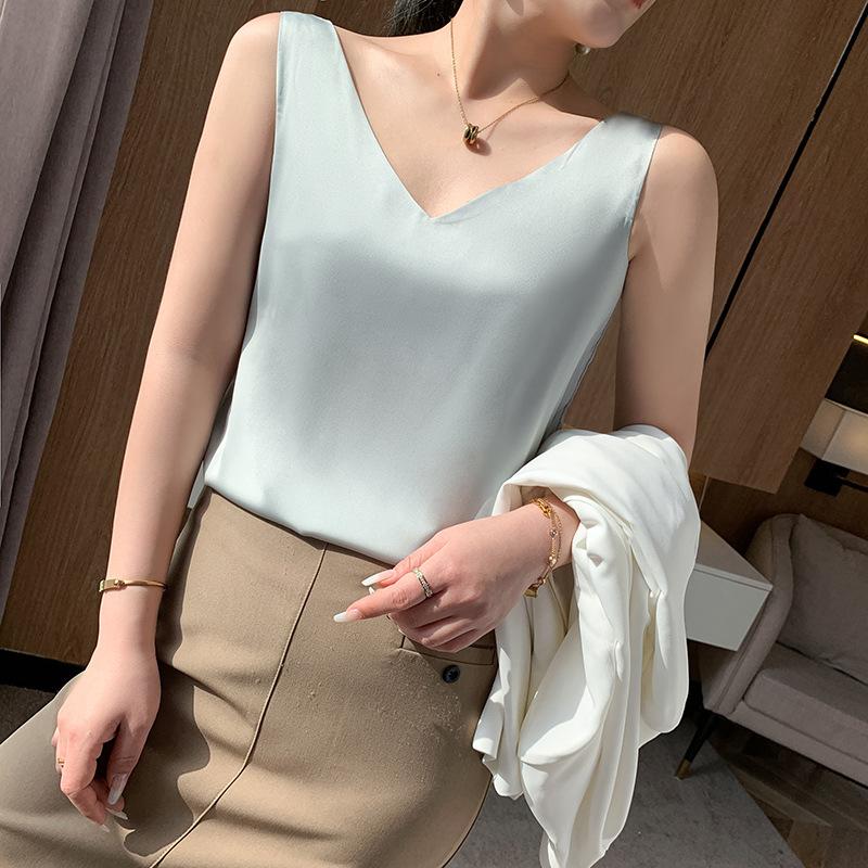Front and Rear V-neck Small Suspender Women's Summer Simple Atmosphere Versatile Vest Fashion Sleeveless Top