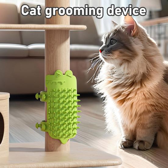 Cat Self Groomer Crocodile Shape Self Grooming Cat Toy Silicone Cat Face Massager Grooming Tool for Table Leg Cat Tree