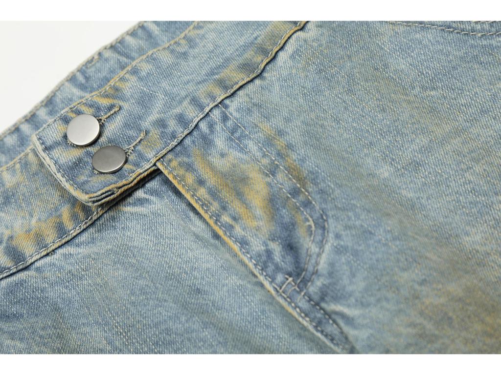 Unisex Retro Distressed Wide-Leg Jeans - Loose Fit, Floor-Length