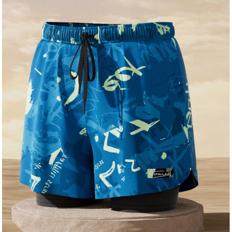 Herren Doppellagige Square-Leg Badehose - Fünf-Punkt-Stil, Anti-Peinlichkeit, Professionelle Strandbekleidung für Erwachsene.