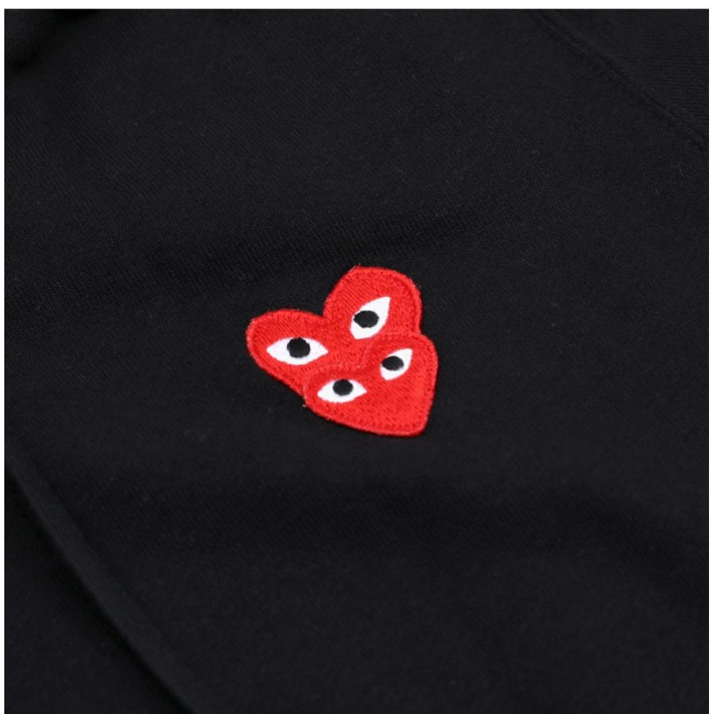 Comme Des Gar Ons Play Red Double Heart Wappen Hoodie Ax T294 051