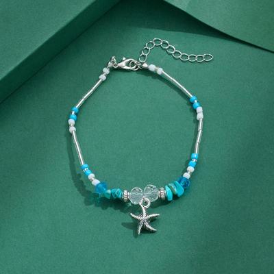 Bohemian Starfish Bracelet: Natural Stone & Seashell Beaded Anklet