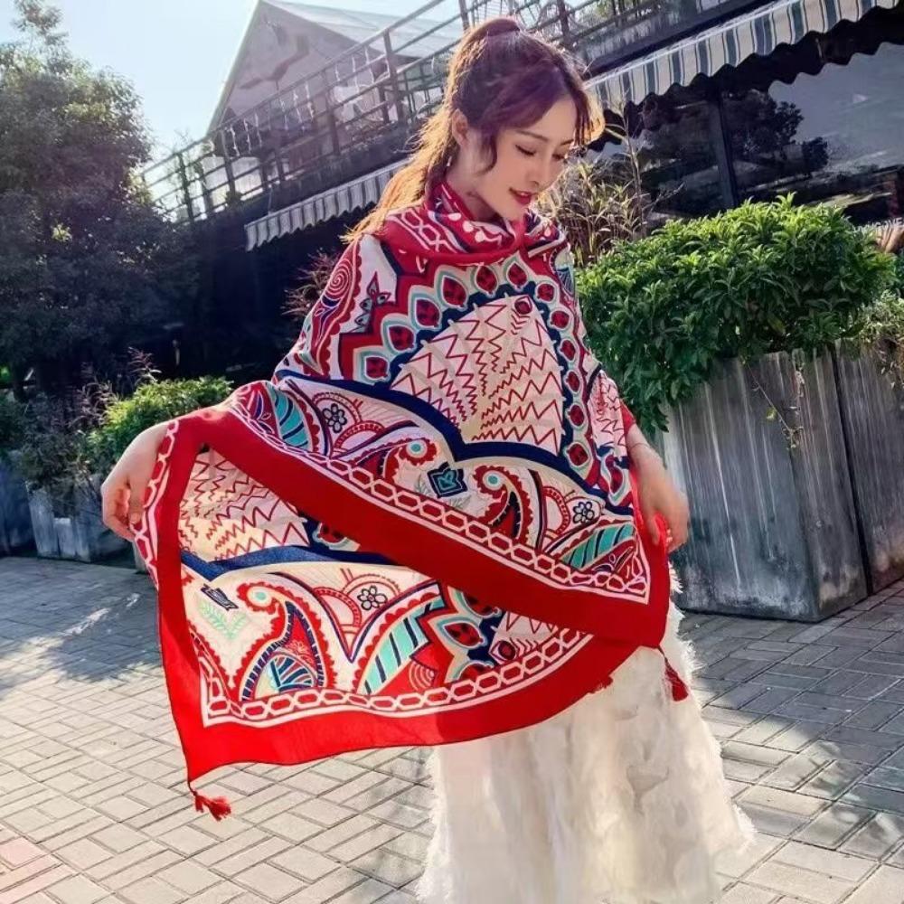 Chaka Salt Lake Great Northwest Tourism Ethnic Style Scarf Silk Scarf Women'S Summer Seaside Beach Shawl Sunscreen Thin
