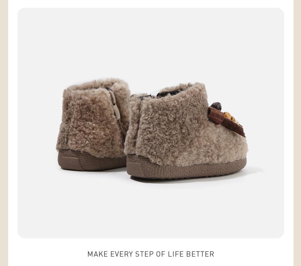 Girls' Lambswool Lined Boots - Autumn/Winter Toddler Snow Boots, Versatile Cotton Princess Shoes